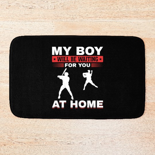 Son Baseball Catcher Pitcher Batter Dad Mom Bath Mats