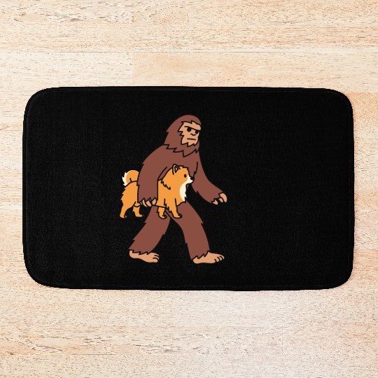Bigfoot Sasquatch Walking Pomeranian Bath Mats