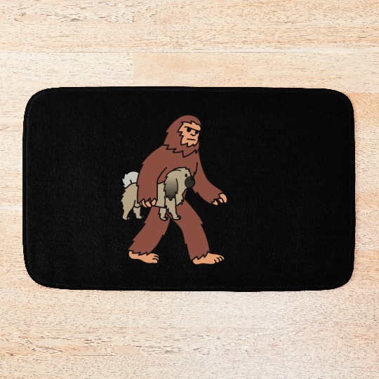 Bigfoot Sasquatch Walking Pekingese Bath Mats