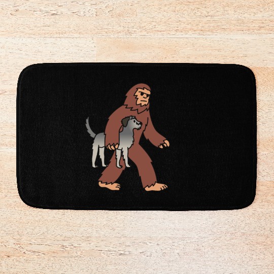 Bigfoot Sasquatch Walking Irish Wolfhound Bath Mats