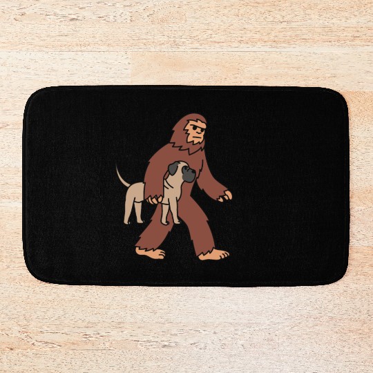 Bigfoot Sasquatch Walking English Mastiff Bath Mats