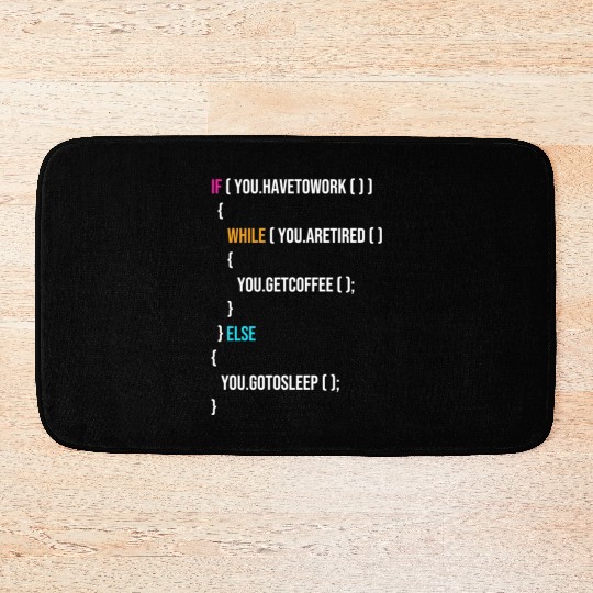 Funny Programmer Codes Coffee And Sleep Bath Mats