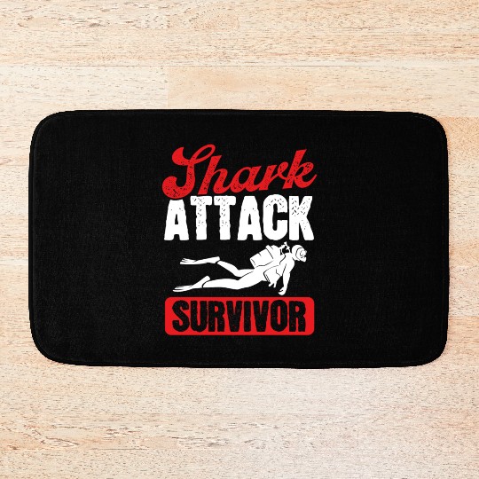Scuba Diving Shark Attack Survivor Scuba Diver Bath Mats