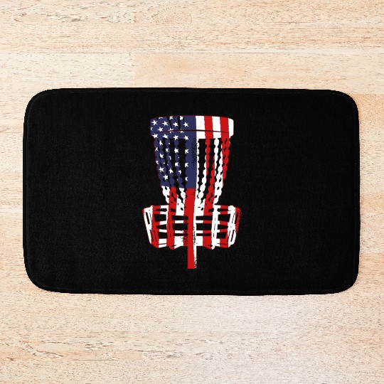 US Flag Disc Golf Basket 4th of July Disc Golfer Bath Mats