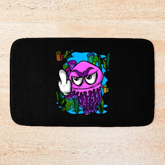 Jelly Fish Middle Finger Jellyfish Bath Mats