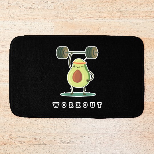Workout Avocado cartoon Bath Mats