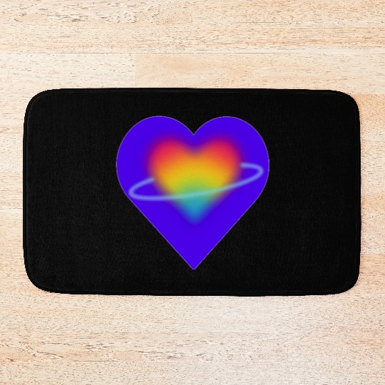 rainbow heart pride Bath Mats