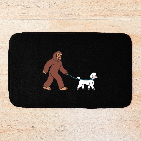 Bigfoot Sasquatch Walking Poodle Bath Mats