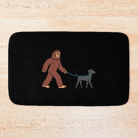 Bigfoot Sasquatch Walking Great Dane Bath Mats