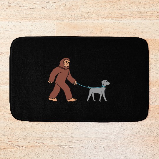 Bigfoot Sasquatch Walking Weimaraner Bath Mats