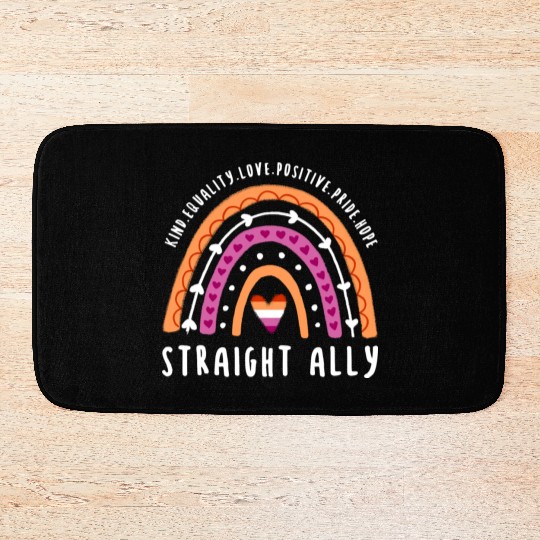Straight Ally Lesbian Pride Rainbow Bath Mats