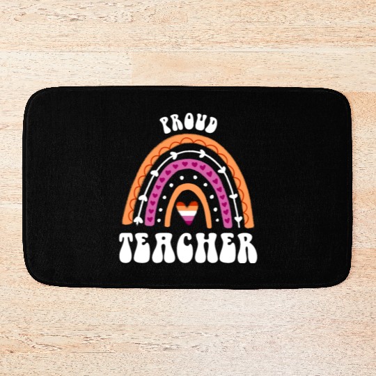 Proud Teacher Lesbian Pride Rainbow Bath Mats