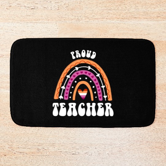 Proud Teacher Lesbian Pride Rainbow Bath Mats
