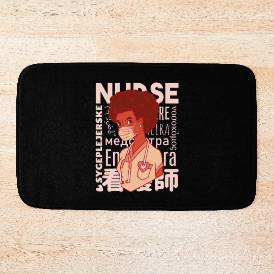 Nurse Afro Woman Doctor Nurse Afro Woman Doctor gi Bath Mats