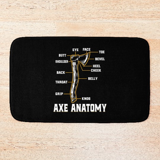 Axe Anatomy - Funny Ax Hatchet Thrower Throwing Bath Mats
