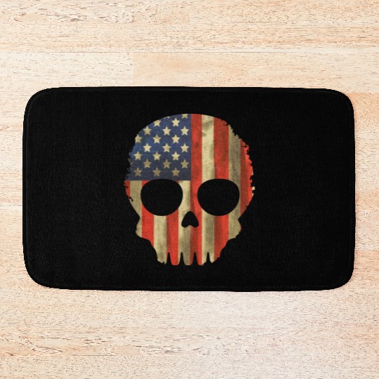 vintage skull flag us Bath Mats