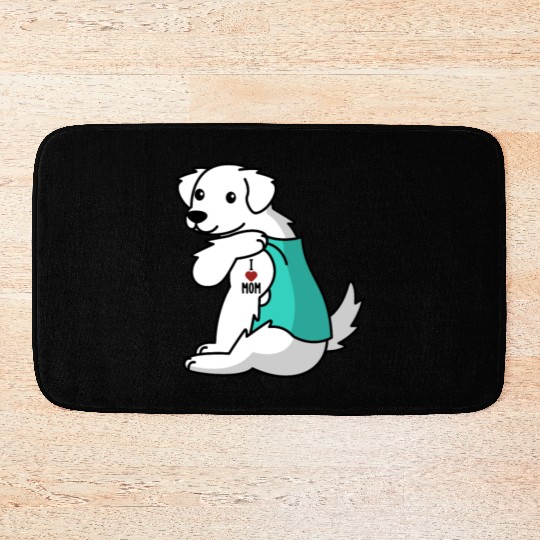 I Love Mom Tattoo Great Pyrenees Bath Mats