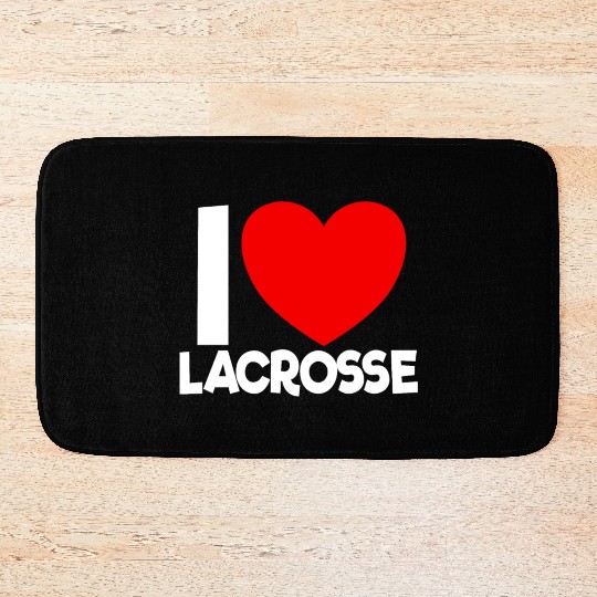I Love Lacrosse Red Heart Lacrosse Lover Lacrosse Bath Mats