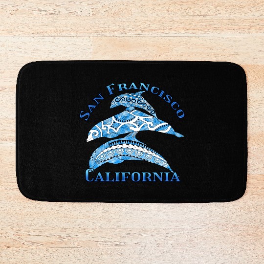 San Francisco California Vacation Tribal Dolphins Bath Mats