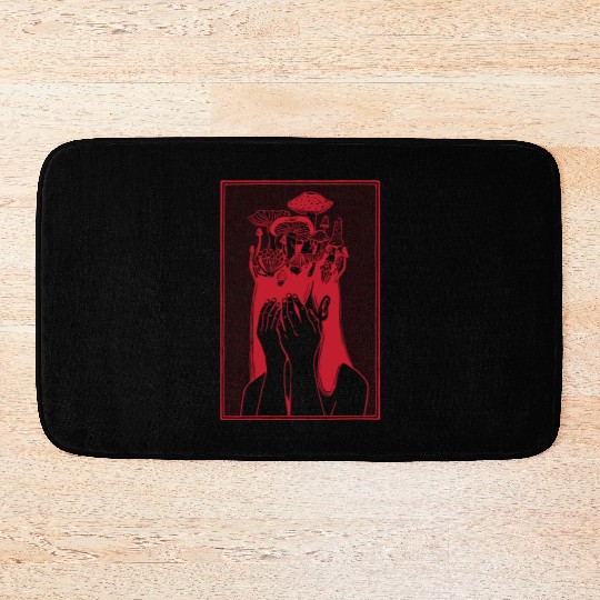 Woman sorrow mushrooms thinking depression Woman s Bath Mats