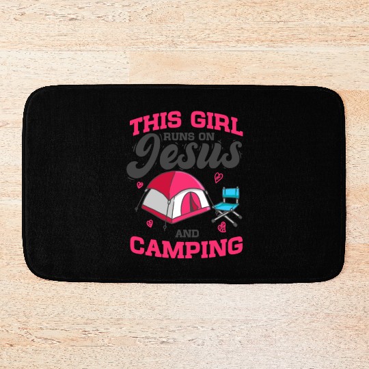 Camper This Girl Runs On Jesus And Camping Bath Mats