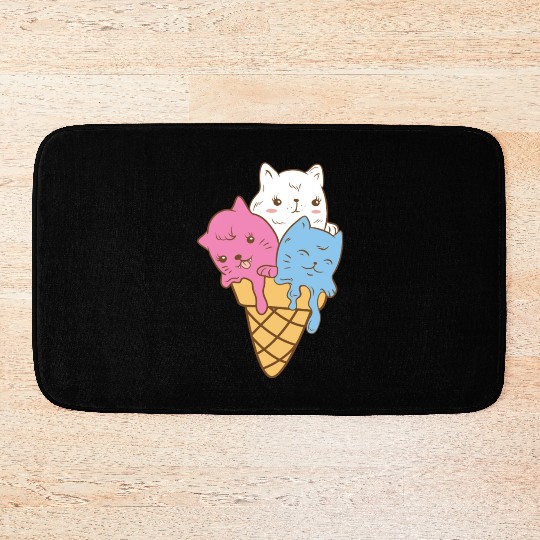 Cute Ice Cream Cats Cat Lover Gift Idea Bath Mats
