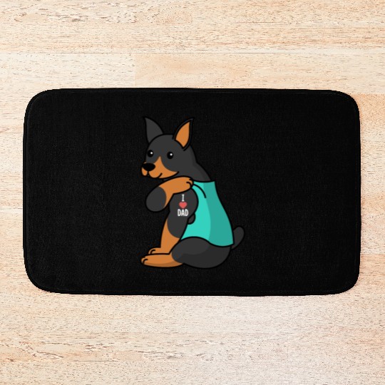I Love Dad Doberman Bath Mats
