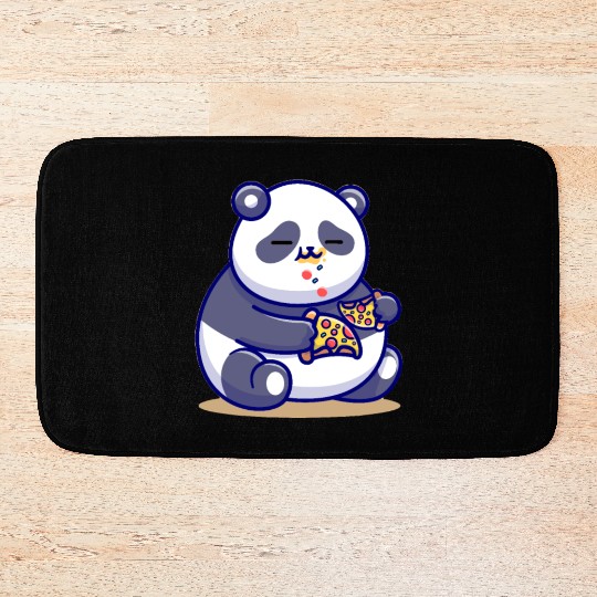 Panda eating a Pizza Bath Mats