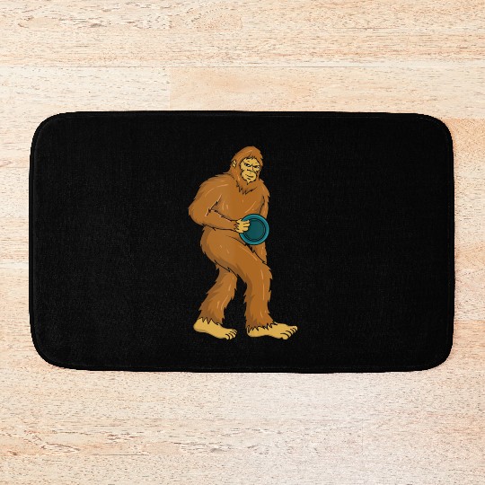 Bigfoot Playing Disc Golf Funny Sasquatch Gift Bath Mats