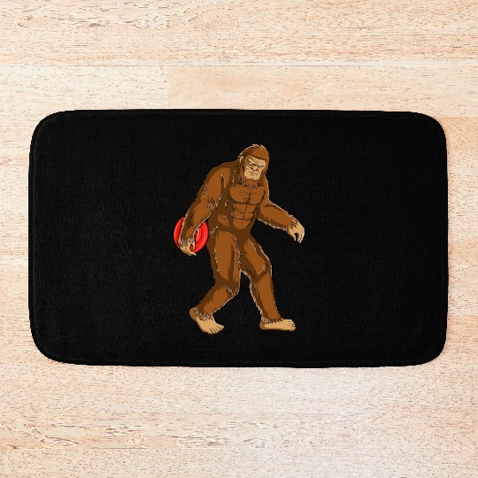 Funny Bigfoot Sasquatch Disc Golf Player Gift Bath Mats