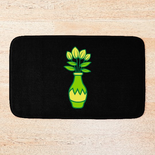 Beautiful tulips flower vase Bath Mats