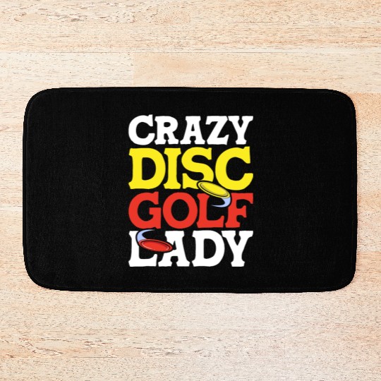 Crazy Disc Golf Lady Disc Golfer Bath Mats