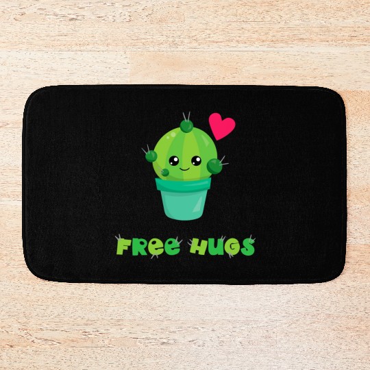 Free Hugs Bath Mats Succulent Pun Cactus Gardening