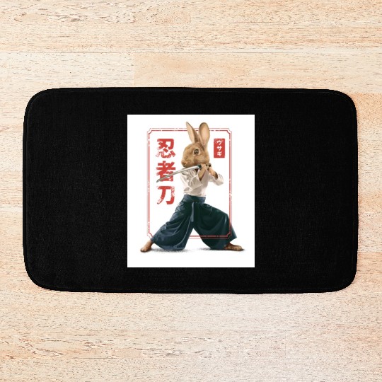 Rabbit with katana Rabbit with katana gift inspira Bath Mats