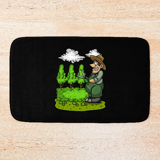 Garden Gardener Cut Hedge Middle Finger Gardening Bath Mats