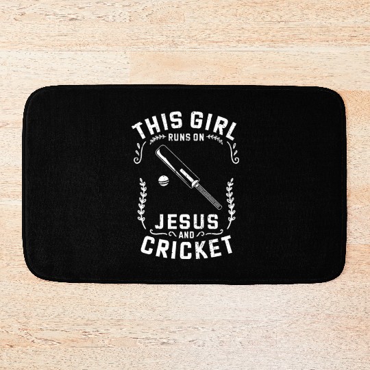 Christian This Girl Runs On Jesus And Cricket Bath Mats