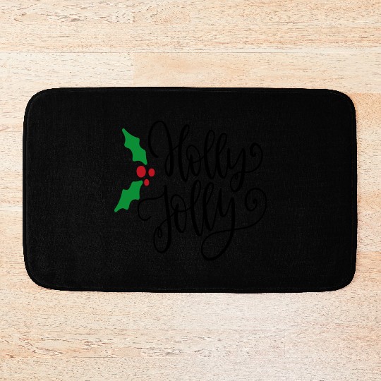 Holly Jolly Mistletoe Holiday Bath Mats
