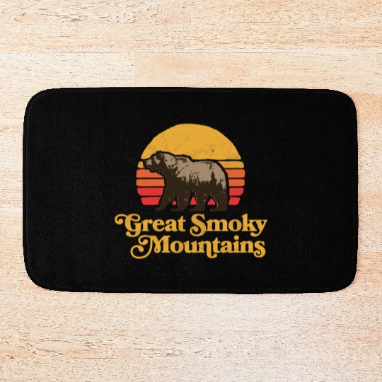 Retro Great Smoky Mountains Park Bear Bath Mats