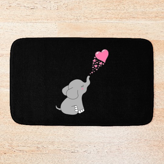 Grey Elephant with love Bath Mats