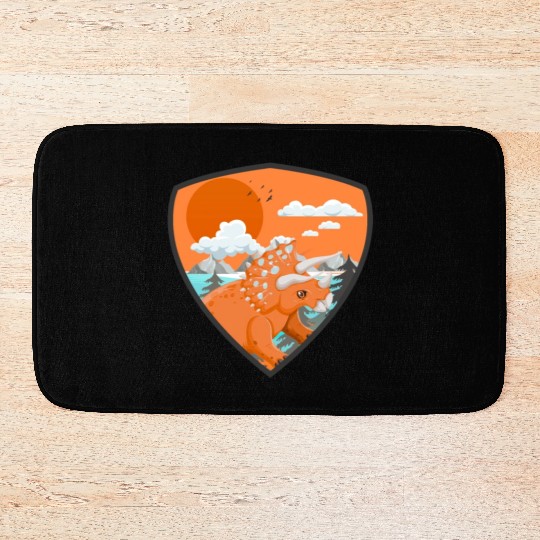 triceratops predators in mountains Bath Mats