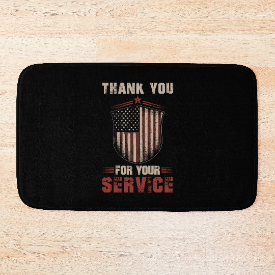 American Flag Patriotic Soldier US Veteran Men Bath Mats