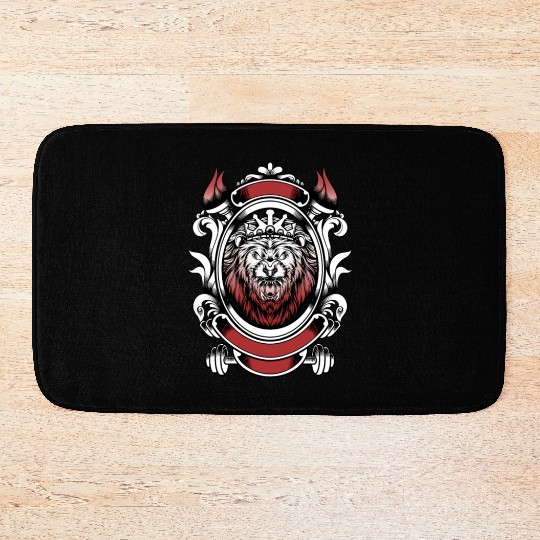 Lion king white red Bath Mats