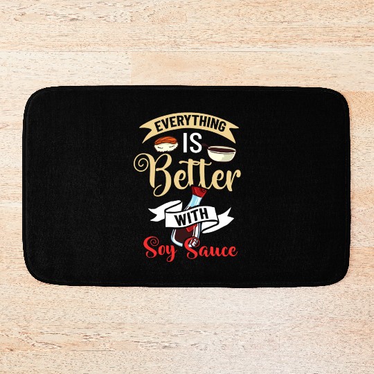 Soy Sauce Japanese Sushi Dark Ramen Noodles Bottle Bath Mats
