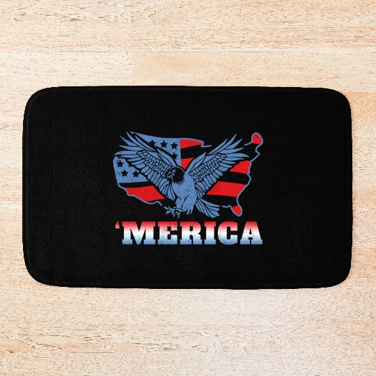 America Eagle Bird USA Flag 4th Of July Bath Mats