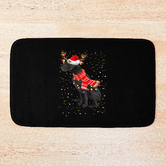 Great Dane Reindeer Christmas Light Bath Mats