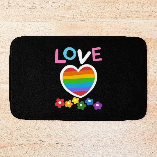 Love Flower Pride, lgbt community Bath Mats
