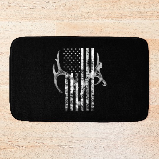 Hunting Deer Skull Flag Hunters Bath Mats