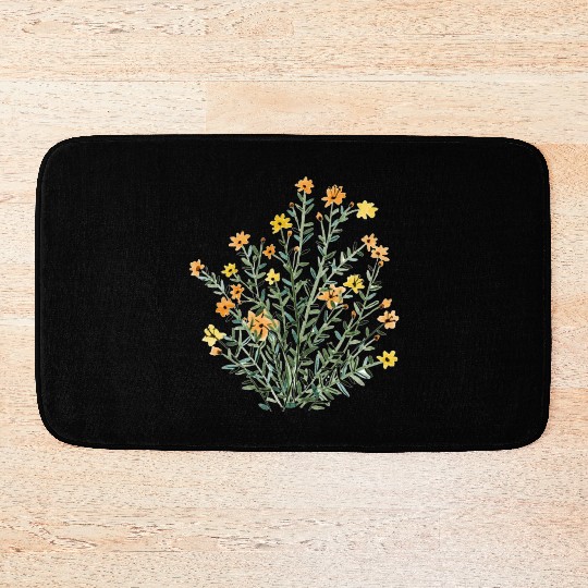 yellow floral sun flower Bath Mats