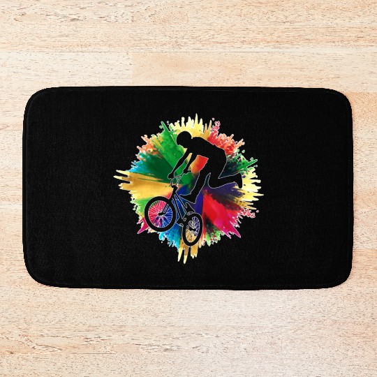 Colorful Splash BMX Freestyle Bike Stunts Bath Mats