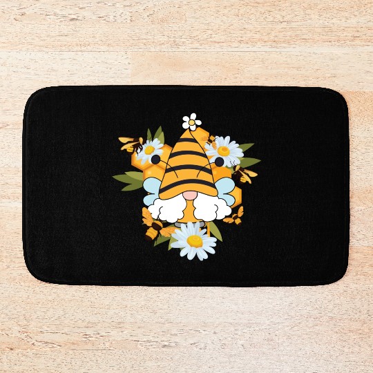 Gnome Daisy Gardening Bee Gnomes Bath Mats